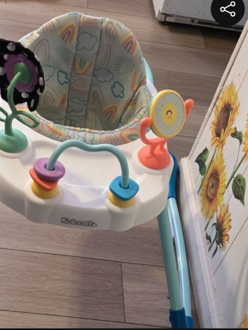 Baby Activity Walker with Blue and White Frame and Multi-Color Toys